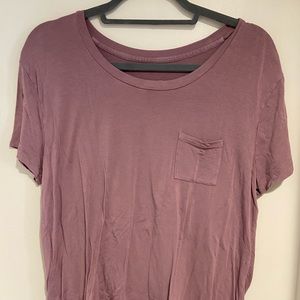 Light purple tee.